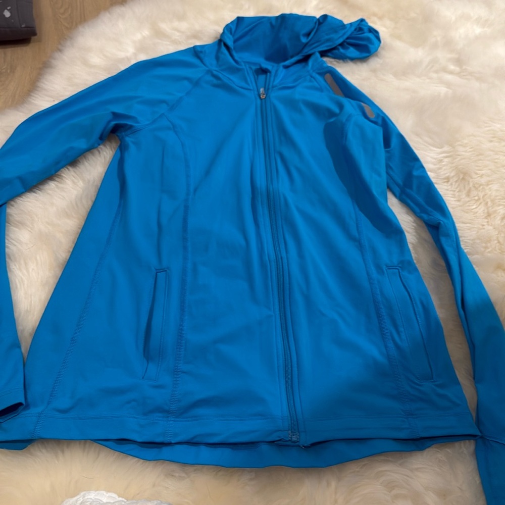 BloqUV AQUA BLUE zipfront hoodie Small NWOT